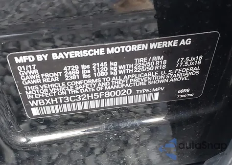 2017 BMW X1 xDrive28I из США, поврежденный, VIN WBXHT3C32H5F80020